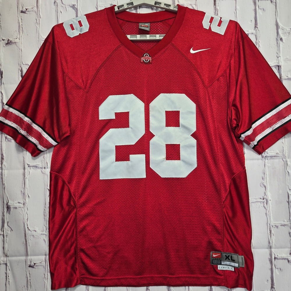 Nike Ohio State University Buckeyes Jersey Mens XL Red Football #28 Authentic